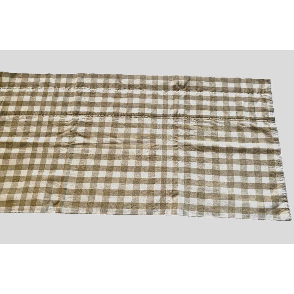 Window Valance Country Curtain Cabin Decor Plaid Tan 14 x 40 Rod Pocket Lined